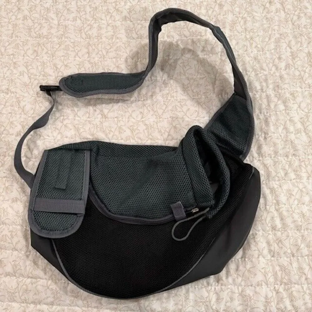 Pet Puppy Dog Carrier Travel Tote Shoulder Dark Green Bag Mesh Sling